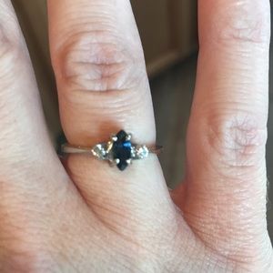 14k white gold marquis sapphire ring with diamonds